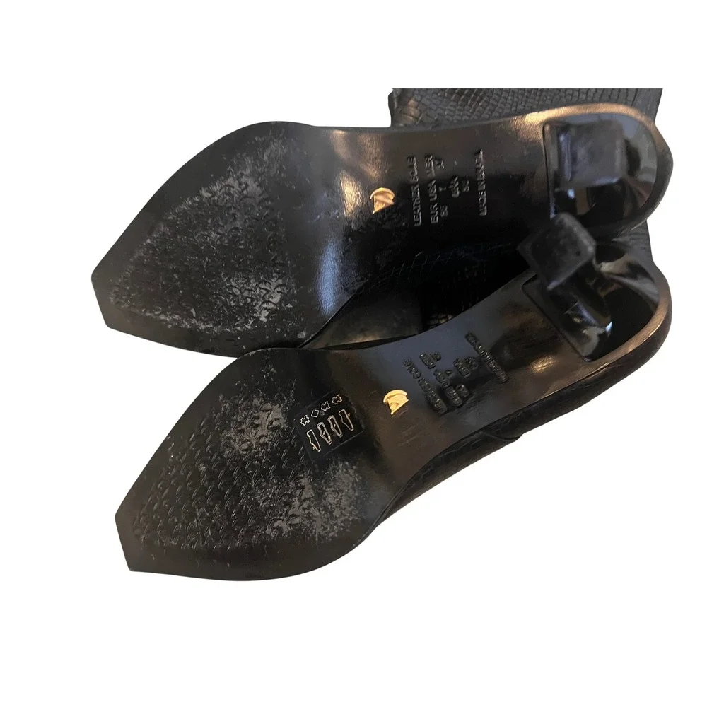 Vincenzo x Free People Friday Fever Heel Boots Slouchy Black Leather Croc Size 7